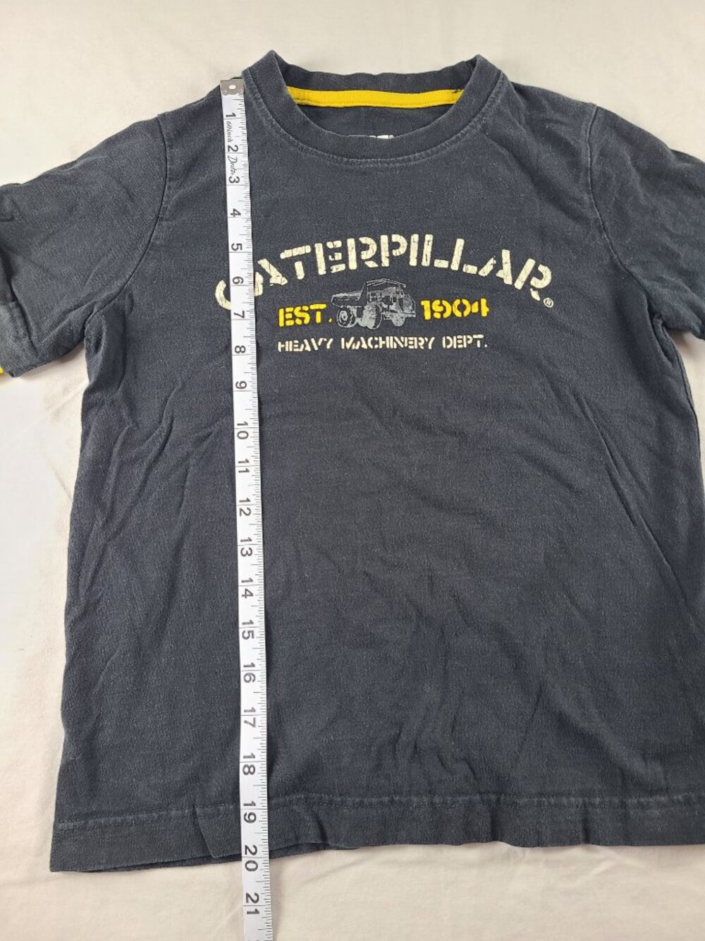 Caterpillar Long Sleeve Shirt Boys 8 Black & Yellow - Picture 10 of 11